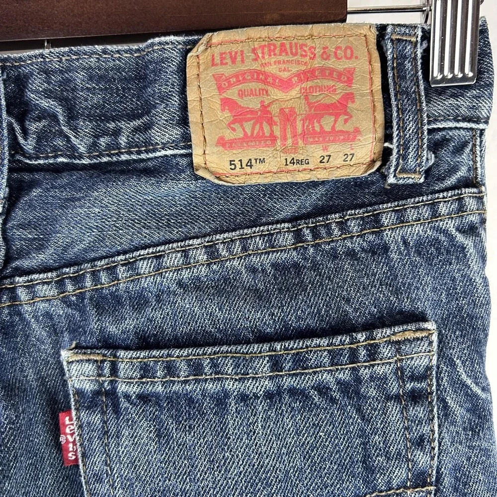 Levis 514 Jeans‎ Youth 14 Regular 27x27 Blue Medium Wash Straight Cotton Denim
